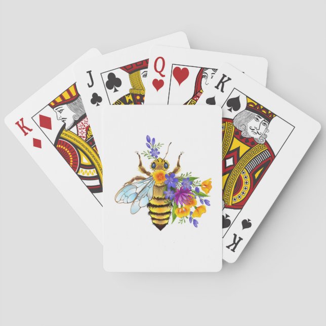 Flower bee with wild plants poker cards (Back)