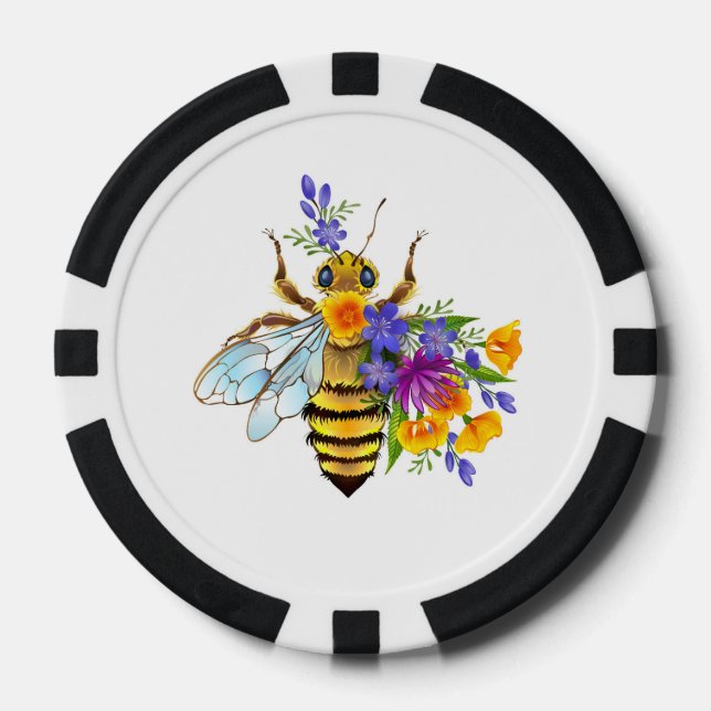Flower bee with wild plants poker chips (Front)