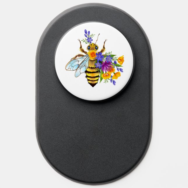 Flower bee with wild plants PopSocket (Popsocket)