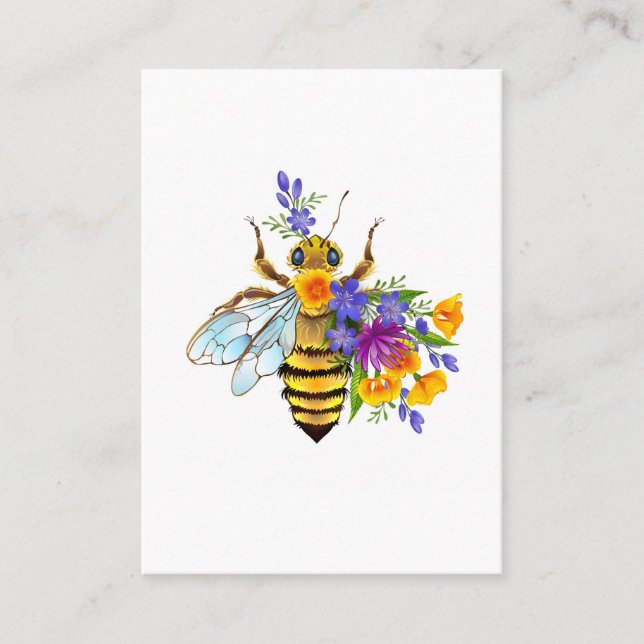 Flower bee with wild plants referral card (Front)