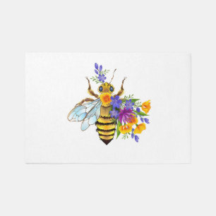 Flower bee with wild plants rug