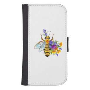 Flower bee with wild plants galaxy s4 wallet case