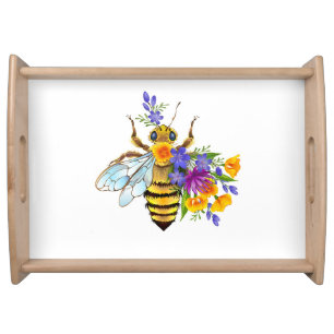 Flower bee with wild plants serving tray