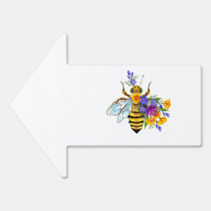 Flower bee with wild plants sign