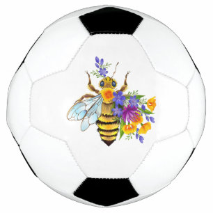 Flower bee with wild plants soccer ball