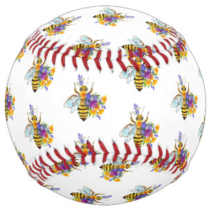 Flower bee with wild plants softball