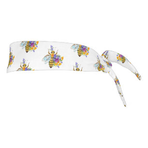 Flower bee with wild plants tie headband