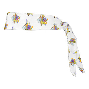 Flower bee with wild plants tie headband