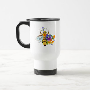 Flower bee with wild plants travel mug