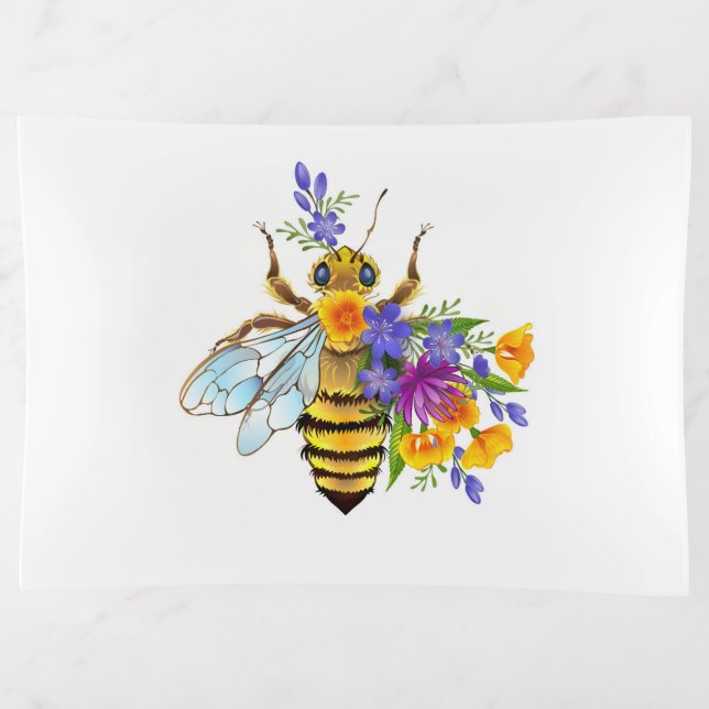 Flower bee with wild plants trinket tray (Front)
