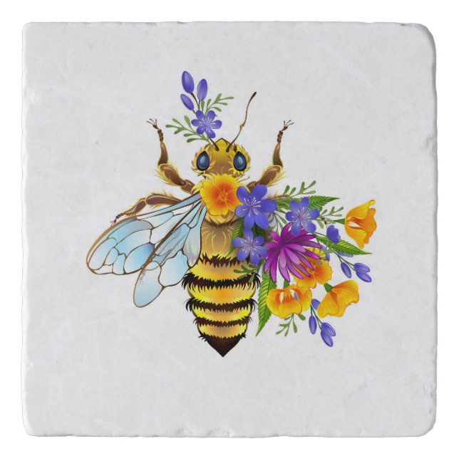 Flower bee with wild plants trivet (Front)