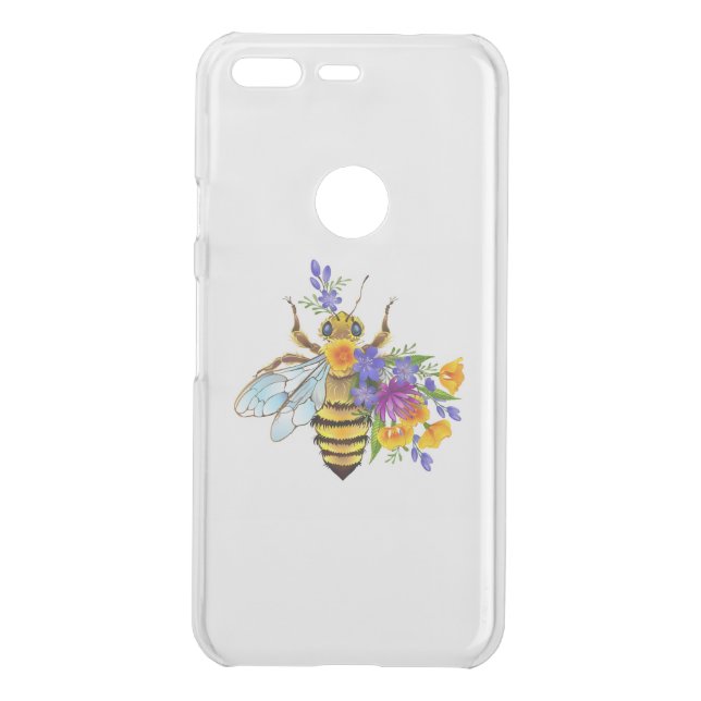 Flower bee with wild plants uncommon google pixel case (Back)