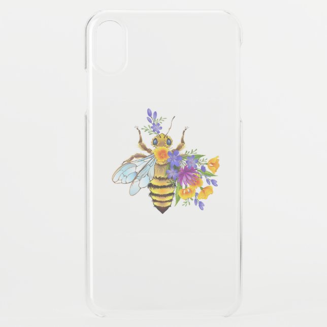 Flower bee with wild plants uncommon iPhone case (Back)