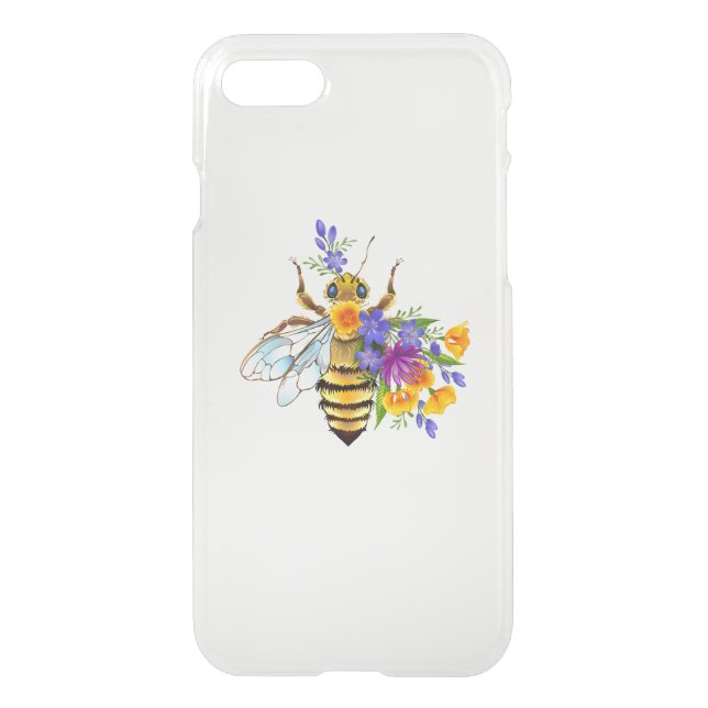 Flower bee with wild plants uncommon iPhone case (Back)