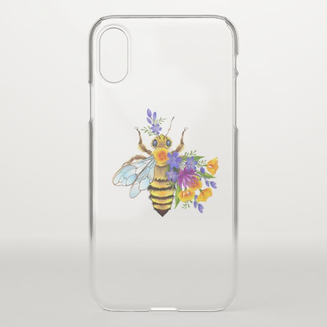 Flower bee with wild plants uncommon iPhone case (Back)