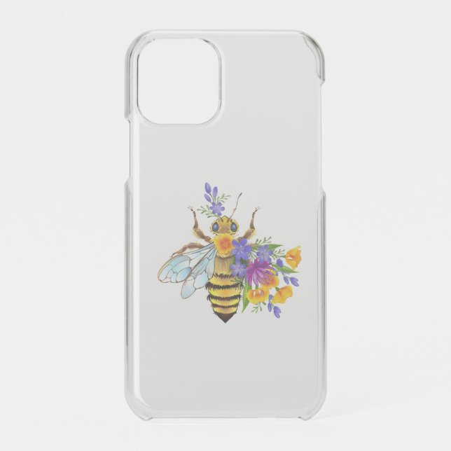 Flower bee with wild plants uncommon iPhone case (Back)
