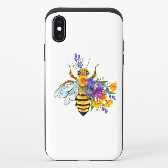 Flower bee with wild plants uncommon iPhone case (Back)