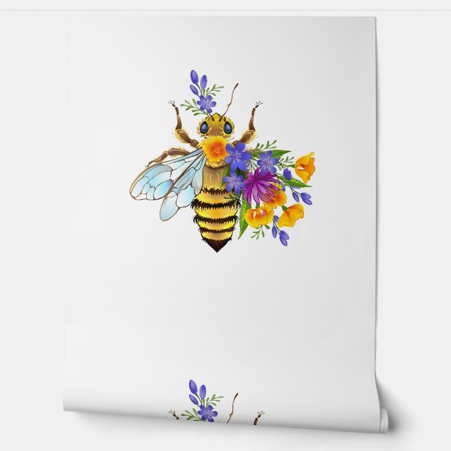 Flower bee with wild plants wallpaper  (Unrolling)