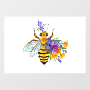 Flower bee with wild plants window cling
