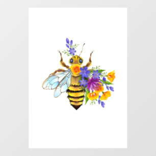 Flower bee with wild plants window cling