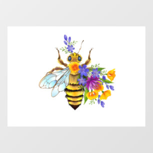 Flower bee with wild plants window cling