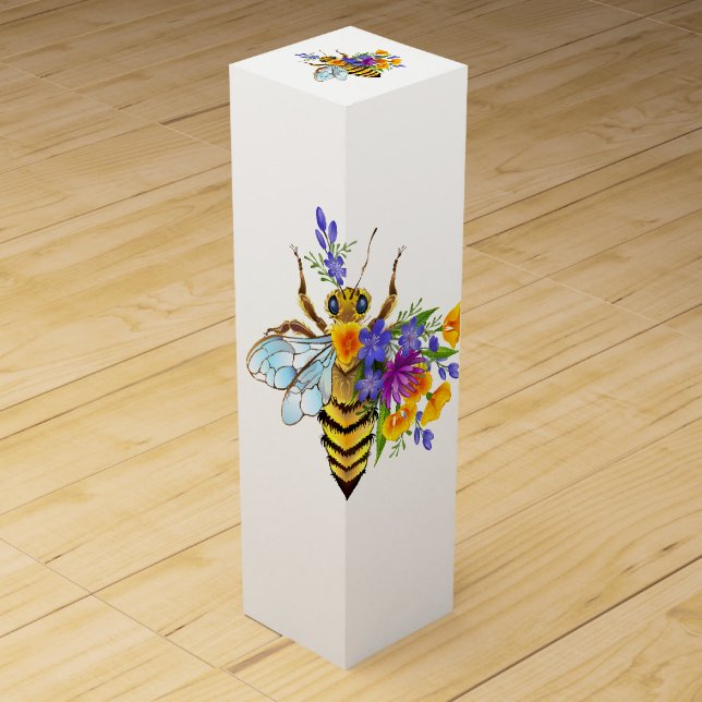 Flower bee with wild plants wine box (Front)