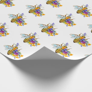 Flower bee with wild plants wrapping paper