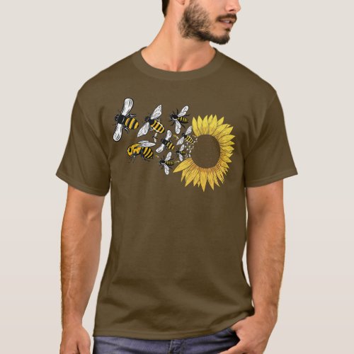 Flower Bees Sunflower Premium T_Shirt