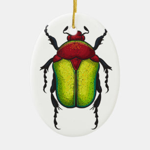 Flower beetle ceramic ornament