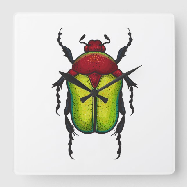 Flower beetle square wall clock (Front)
