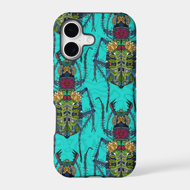 flower beetle turquoise Case-Mate iPhone case (Back)