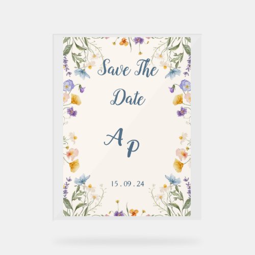 Flower Beige Invitation For Wedding Acrylic Sign