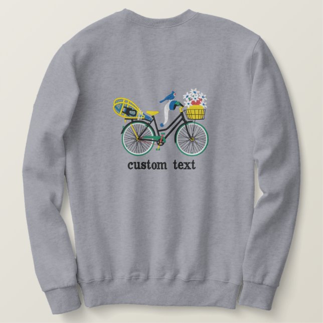 flower Bicycle Embroidery with Tennis Rackets  Embroidered Sweatshirt (Design Back)