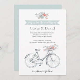 Flower Bicycle Romantic Spring Garden Wedding Invitation