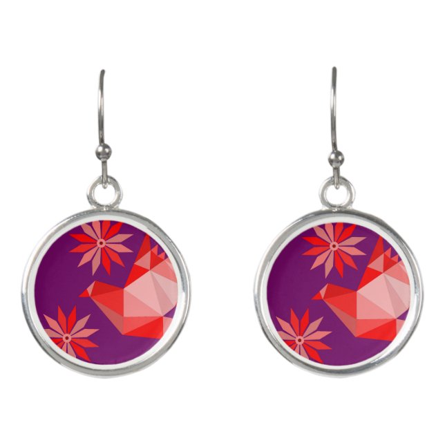 FLOWER BIRD GIFT FRIEND, GIRLFRIEND WIFE VALENTINE EARRINGS (Front)