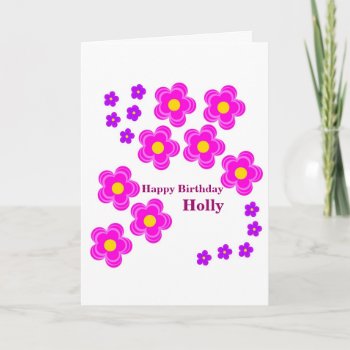 Flower Birthday Card  Personalize For Her Card by artistjandavies at Zazzle