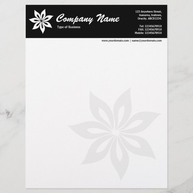 Flower - Black Letterhead (Front)