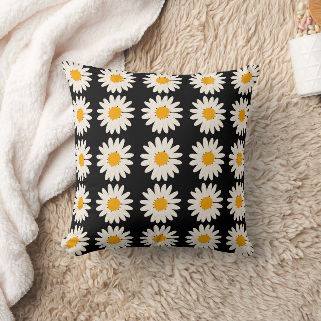 Flower Black  Throw Pillow (Blanket)
