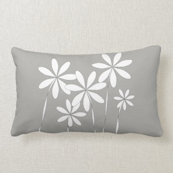 Flower Bliss On Grey Lumbar Pillow by JoLinus at Zazzle