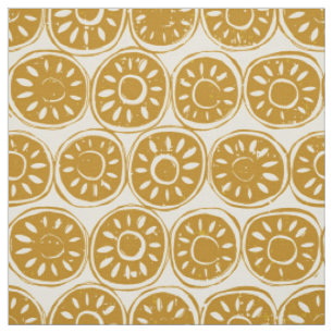 flower block gold ivory fabric