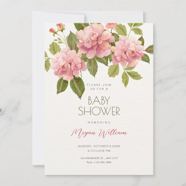 Flower bloom baby shower invitation (Front)