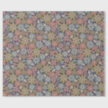 Flower Blooms & Blossoms in Coral, Blue & Green