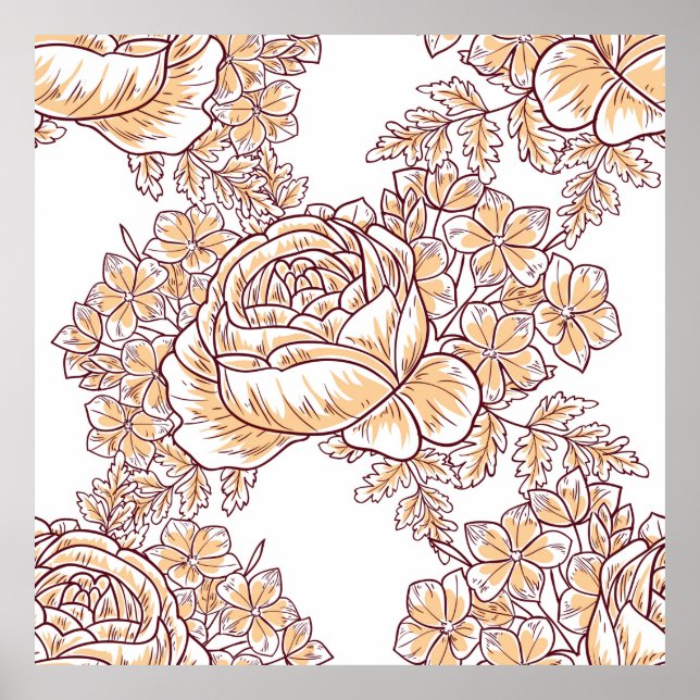 Flower blossom. Abstract elegance seamless pattern Poster (Front)