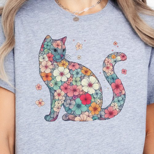 Flower Blossom Cat Flowers and Cat Flowers Cat T_Shirt