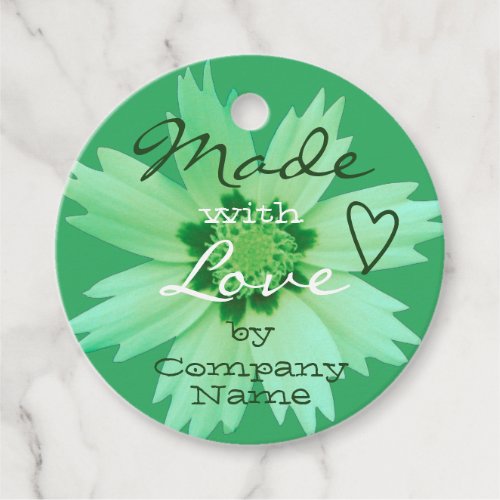 Flower Blossom Made with Love Light Mint Green  Favor Tags