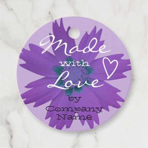 Flower Blossom Made with Love Pastel Purple Lilac Favor Tags