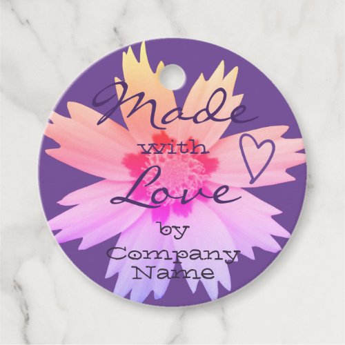 Flower Blossom Made with Love Pink Purple Lilac Favor Tags