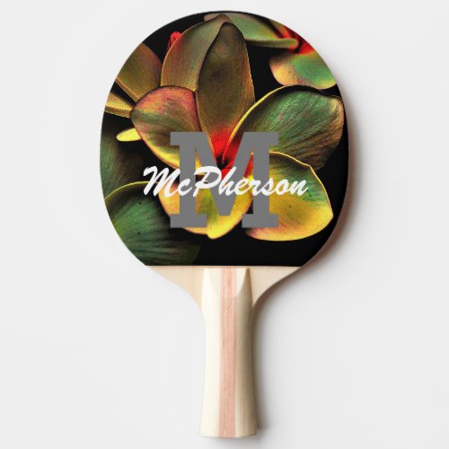 Flower Blossom Monogram and Name Ping Pong Paddle