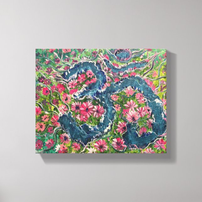 Flower Blossom - Om Canvas Painting (Front)