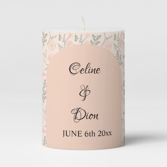 Flower blossom pattern pillar candle (Front)